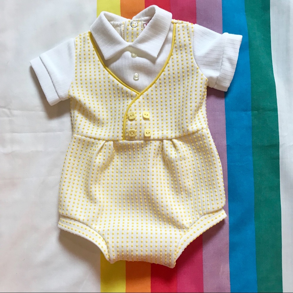 80s Yellow Polka Dot Onesie Infant